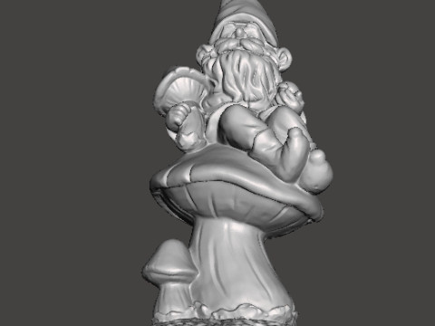 GARDEN GNOME ON MUSHROOM FIGURE MODEL STATUE ART Model do druku 3D
