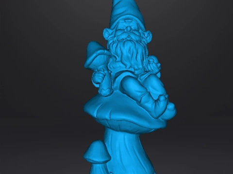 GARDEN GNOME ON MUSHROOM FIGURE MODEL STATUE ART 3D Print Model