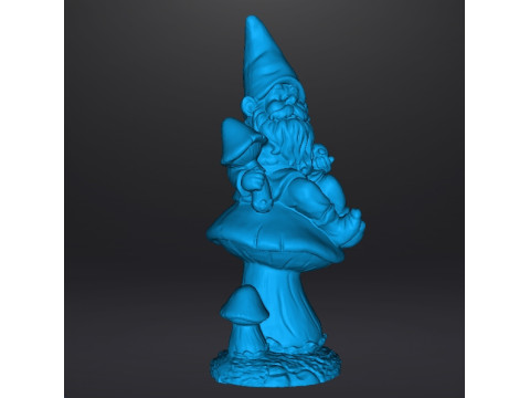 GARDEN GNOME ON MUSHROOM FIGURE MODEL STATUE ART Model do druku 3D