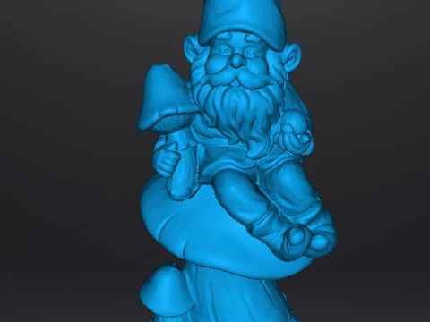 GARDEN GNOME ON MUSHROOM FIGURE MODEL STATUE ART 3D Print Model