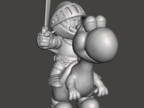 MARIO KNIGHT ON YOSHI MINIATURE MODEL FANTASY GAMES RPG DND Modelo de Impressão 3D