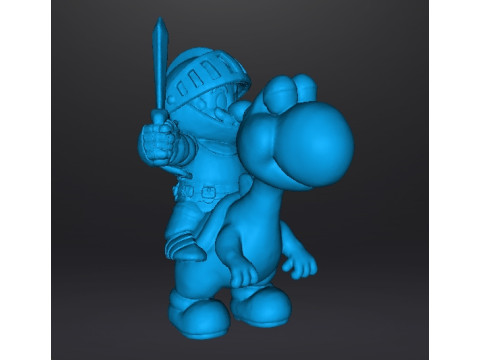 MARIO KNIGHT ON YOSHI MINIATURE MODEL FANTASY GAMES RPG DND Modelo de Impressão 3D