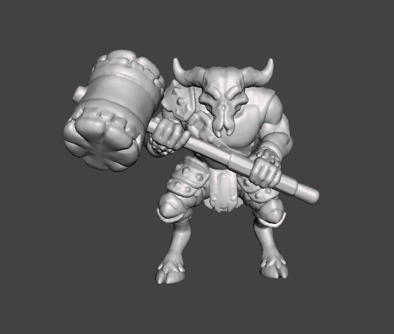 RHINOTAUR WARRIOR MINIATURE MODEL FANTASY GAMES RPG DND 3D Print Model .c4d .max .obj .3ds .fbx .stl .blend 
