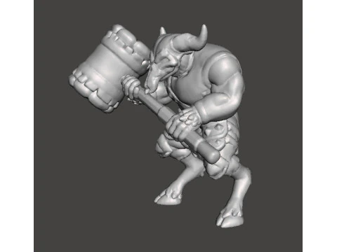 RHINOTAUR WARRIOR MINIATURE MODEL FANTASY GAMES RPG DND 3D Print Model