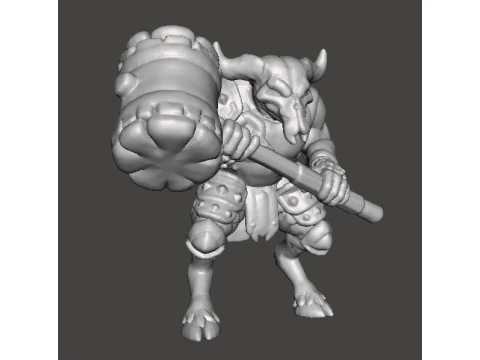 RHINOTAUR WARRIOR MINIATURE MODEL FANTASY GAMES RPG DND 3D Print Model