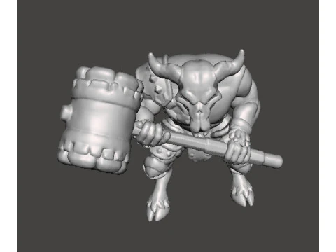 RHINOTAUR WARRIOR MINIATURE MODEL FANTASY GAMES RPG DND 3D Print Model