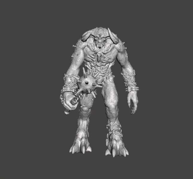 TITAN DEMON WITH MACE MINIATURE MODEL FIGURE FOR FANTASY OR SCIFI GAMES RPG DND 3D Принт Модель .c4d .max .obj .3ds .fbx .stl .blend 