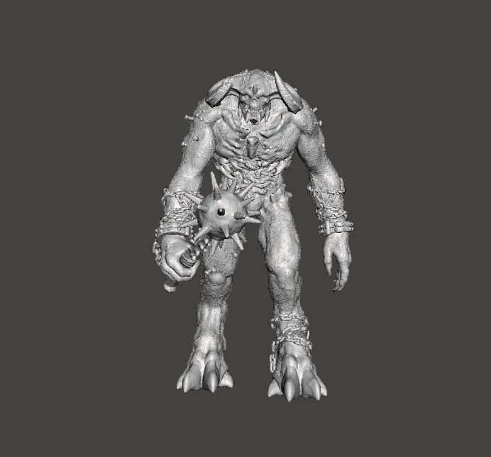 TITAN DEMON WITH MACE MINIATURE MODEL FIGURE FOR FANTASY OR SCIFI GAMES RPG DND 3D Print Model .c4d .max .obj .3ds .fbx .stl .blend 