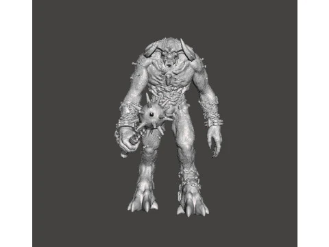 TITAN DEMON MET MACE MINIATUURMODEL FIGUUR VOOR FANTASIE OF SCIFI GAMES RPG DND 3D printmodel