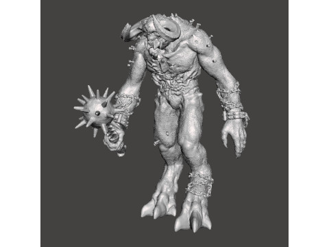 TITAN DEMON WITH MACE MINIATURE MODEL FIGURE FOR FANTASY OR SCIFI GAMES RPG DND 3D Принт Модель