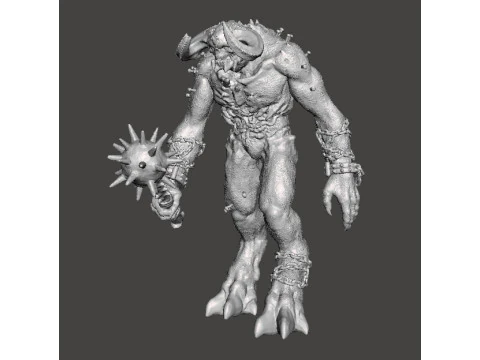 TITAN DEMON WITH MACE MINIATURE MODEL FIGURE FOR FANTASY OR SCIFI GAMES RPG DND 3D Print Model