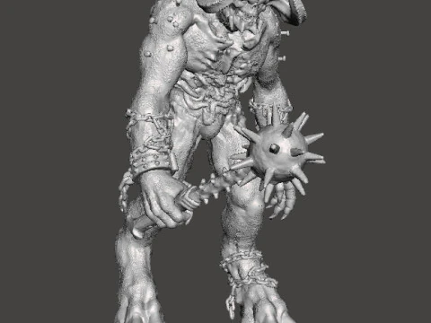 TITAN DEMON WITH MACE MINIATURE MODEL FIGURE FOR FANTASY OR SCIFI GAMES RPG DND 3D Print Model