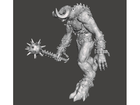TITAN DEMON WITH MACE MINIATURE MODEL FIGURE FOR FANTASY OR SCIFI GAMES RPG DND 3D Принт Модель