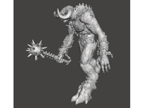 TITAN DEMON WITH MACE MINIATURE MODEL FIGURE FOR FANTASY OR SCIFI GAMES RPG DND 3D Print Model