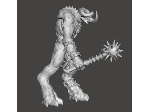 TITAN DEMON WITH MACE MINIATURE MODEL FIGURE FOR FANTASY OR SCIFI GAMES RPG DND 3D Print Model