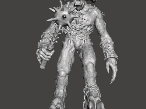 TITAN DEMON WITH MACE MINIATURE MODEL FIGURE FOR FANTASY OR SCIFI GAMES RPG DND 3D Print Model