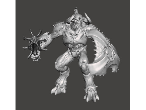ARMORED TITAN DEMON W BLADED MACE MINIATURE MODEL FIGURE FOR FANTASY OR SCIFI GAMES RPG DND Modello di stampa 3D