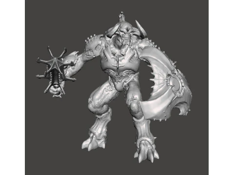 ARMORED TITAN DEMON W BLADED MACE MINIATURE MODEL FIGURE FOR FANTASY OR SCIFI GAMES RPG DND 3D Print Model