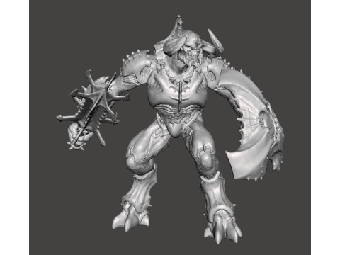ARMORED TITAN DEMON W BLADED MACE MINIATURE MODEL FIGURE FOR FANTASY OR SCIFI GAMES RPG DND Modello di stampa 3D