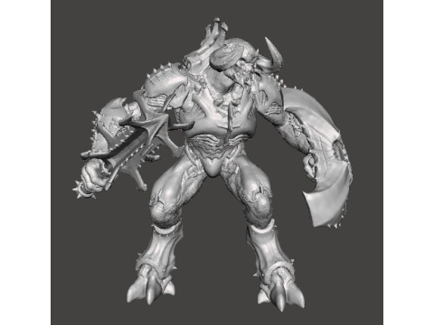 ARMORED TITAN DEMON W BLADED MACE MINIATURE MODEL FIGURE FOR FANTASY OR SCIFI GAMES RPG DND Modello di stampa 3D
