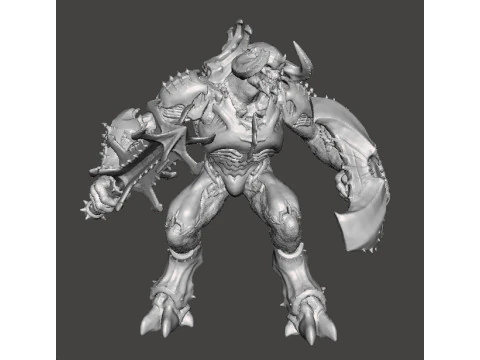 ARMORED TITAN DEMON W BLADED MACE MINIATURE MODEL FIGURE FOR FANTASY OR SCIFI GAMES RPG DND 3D Print Model