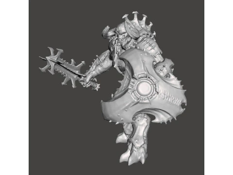 ARMORED TITAN DEMON W BLADED MACE MINIATURE MODEL FIGURE FOR FANTASY OR SCIFI GAMES RPG DND 3D Print Model