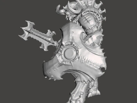 ARMORED TITAN DEMON W BLADED MACE MINIATURE MODEL FIGURE FOR FANTASY OR SCIFI GAMES RPG DND 3D Print Model