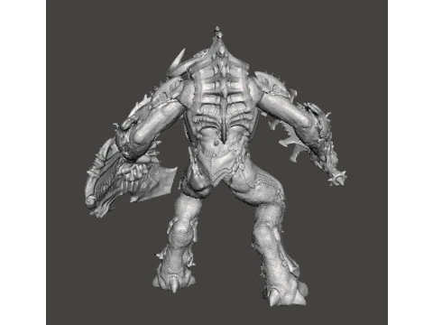ARMORED TITAN DEMON W BLADED MACE MINIATURE MODEL FIGURE FOR FANTASY OR SCIFI GAMES RPG DND 3D Print Model