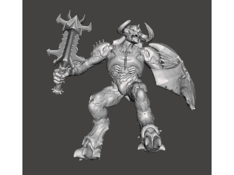 ARMORED TITAN DEMON W BLADED MACE MINIATURE MODEL FIGURE FOR FANTASY OR SCIFI GAMES RPG DND Modello di stampa 3D