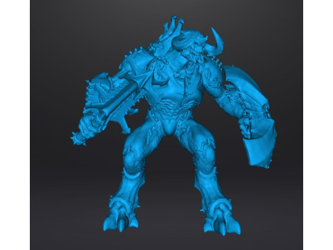 ARMORED TITAN DEMON W BLADED MACE MINIATURE MODEL FIGURE FOR FANTASY OR SCIFI GAMES RPG DND Modello di stampa 3D