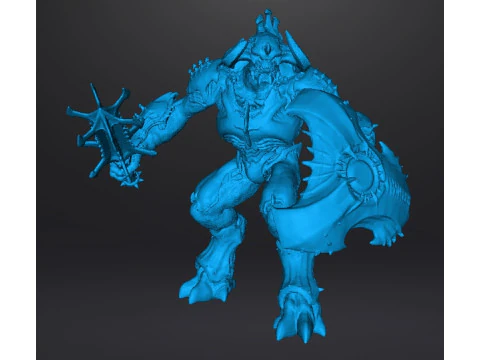 ARMORED TITAN DEMON W BLADED MACE MINIATURE MODEL FIGURE FOR FANTASY OR SCIFI GAMES RPG DND 3D Print Model