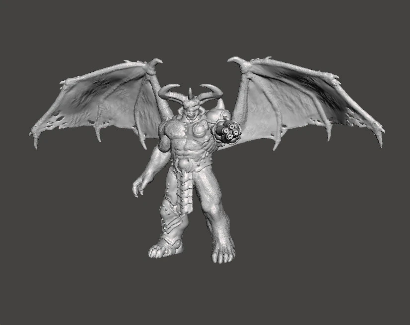 FIGURA MODELLO IN MINIATURA DEMONE CYBER TIRANTE ALATO PER GIOCHI FANTASY O SCIFI RPG DND Modello di stampa 3D .c4d .max .obj .3ds .fbx .stl .blend