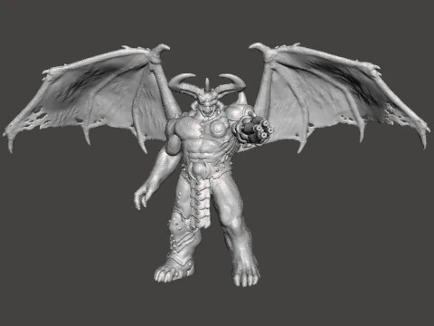 FIGURA MODELLO IN MINIATURA DEMONE CYBER TIRANTE ALATO PER GIOCHI FANTASY O SCIFI RPG DND Modello di stampa 3D