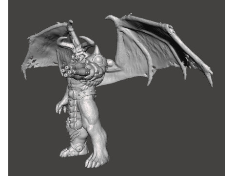 WINGED CYBER TYRANT DEMON MINIATURE MODEL FIGURE FOR FANTASY OR SCIFI GAMES RPG DND Model do druku 3D