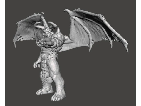 FIGURA MODELLO IN MINIATURA DEMONE CYBER TIRANTE ALATO PER GIOCHI FANTASY O SCIFI RPG DND Modello di stampa 3D