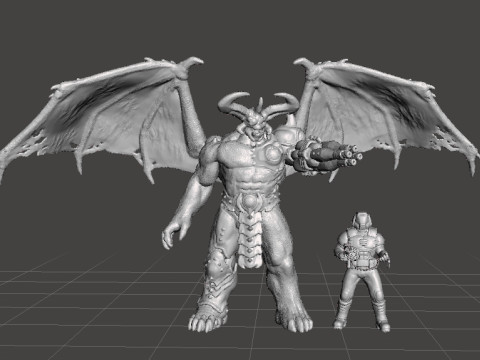 WINGED CYBER TYRANT DEMON MINIATURE MODEL FIGURE FOR FANTASY OR SCIFI GAMES RPG DND Model do druku 3D
