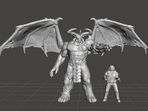 FIGURA MODELLO IN MINIATURA DEMONE CYBER TIRANTE ALATO PER GIOCHI FANTASY O SCIFI RPG DND Modello di stampa 3D