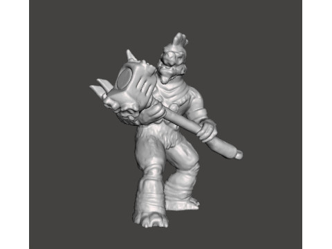 BRUTE CHIEFTAIN WITH GRAVITY HAMMER MINIATURE MODEL FOR SCIFI GAMES RPG Modelo de Impressão 3D
