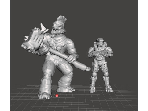 BRUTE CHIEFTAIN WITH GRAVITY HAMMER MINIATURE MODEL FOR SCIFI GAMES RPG Modelo de impresión 3D