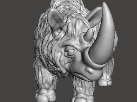 MODELLO DI FIGURA DELL'ERA GLACIALE DEL RINOCERONTE LANOSO RPG PREISTORICO DELLA FAUNA SELVATICA Modello di stampa 3D
