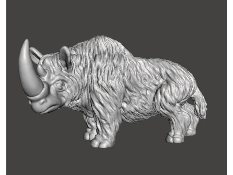 MODELLO DI FIGURA DELL'ERA GLACIALE DEL RINOCERONTE LANOSO RPG PREISTORICO DELLA FAUNA SELVATICA Modello di stampa 3D