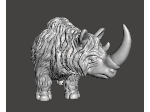 MODELLO DI FIGURA DELL'ERA GLACIALE DEL RINOCERONTE LANOSO RPG PREISTORICO DELLA FAUNA SELVATICA Modello di stampa 3D