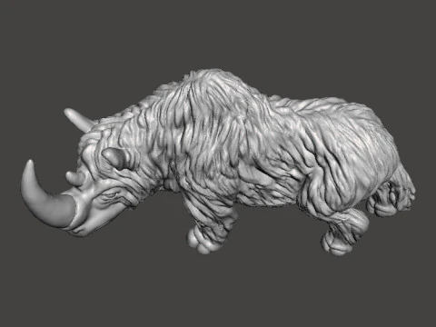 MODELLO DI FIGURA DELL'ERA GLACIALE DEL RINOCERONTE LANOSO RPG PREISTORICO DELLA FAUNA SELVATICA Modello di stampa 3D
