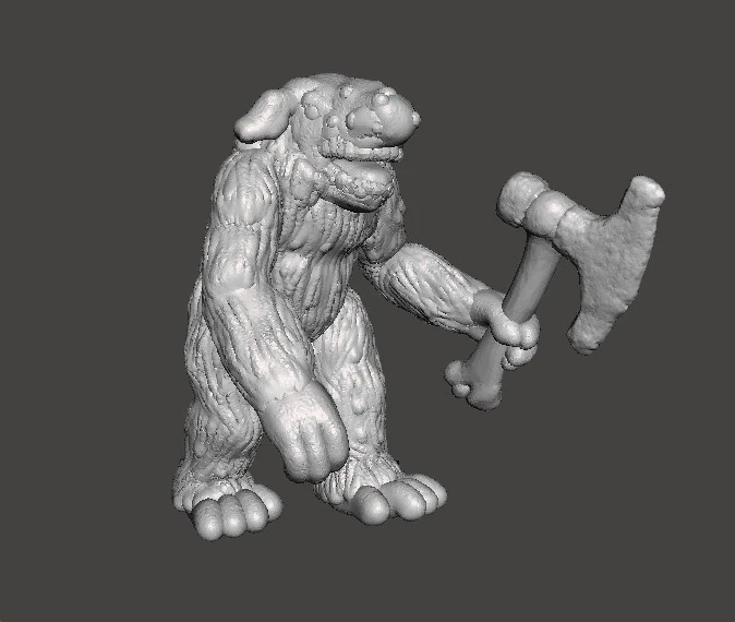 BERSERK TROLL WITH BONE AXE MINIATURE MODEL FIGURE FOR FANTASY GAMES RPG DND 3D Print Model .c4d .max .obj .3ds .fbx .stl .blend 