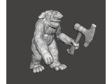 BERSERK TROLL WITH BONE AXE MINIATURE MODEL FIGURE FOR FANTASY GAMES RPG DND 3D Print Model