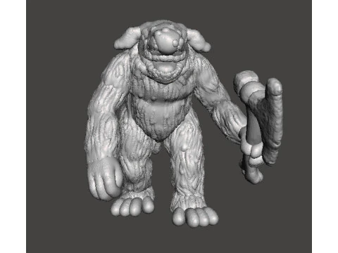 BERSERK TROLL WITH BONE AXE MINIATURE MODEL FIGURE FOR FANTASY GAMES RPG DND 3D Print Model