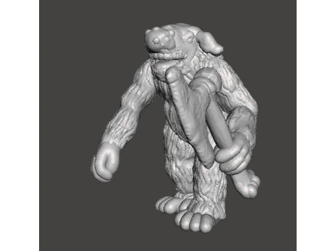 BERSERK TROLL WITH BONE AXE MINIATURE MODEL FIGURE FOR FANTASY GAMES RPG DND 3D Print Model