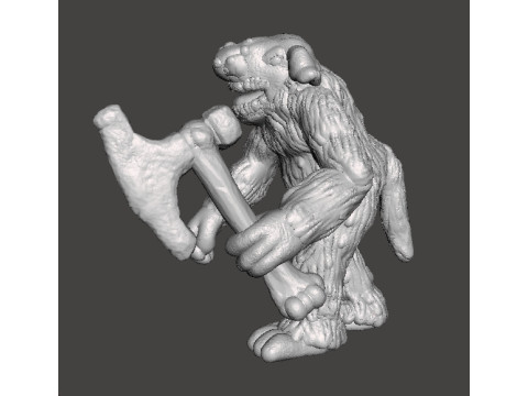 BERSERK TROLL WITH BONE AXE MINIATURE MODEL FIGURE FOR FANTASY GAMES RPG DND Modello di stampa 3D