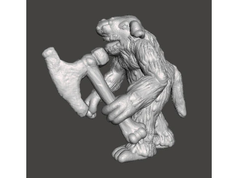 BERSERK TROLL WITH BONE AXE MINIATURE MODEL FIGURE FOR FANTASY GAMES RPG DND 3D Print Model