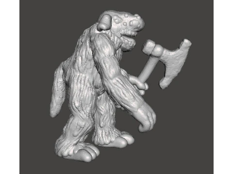 BERSERK TROLL WITH BONE AXE MINIATURE MODEL FIGURE FOR FANTASY GAMES RPG DND 3D Print Model